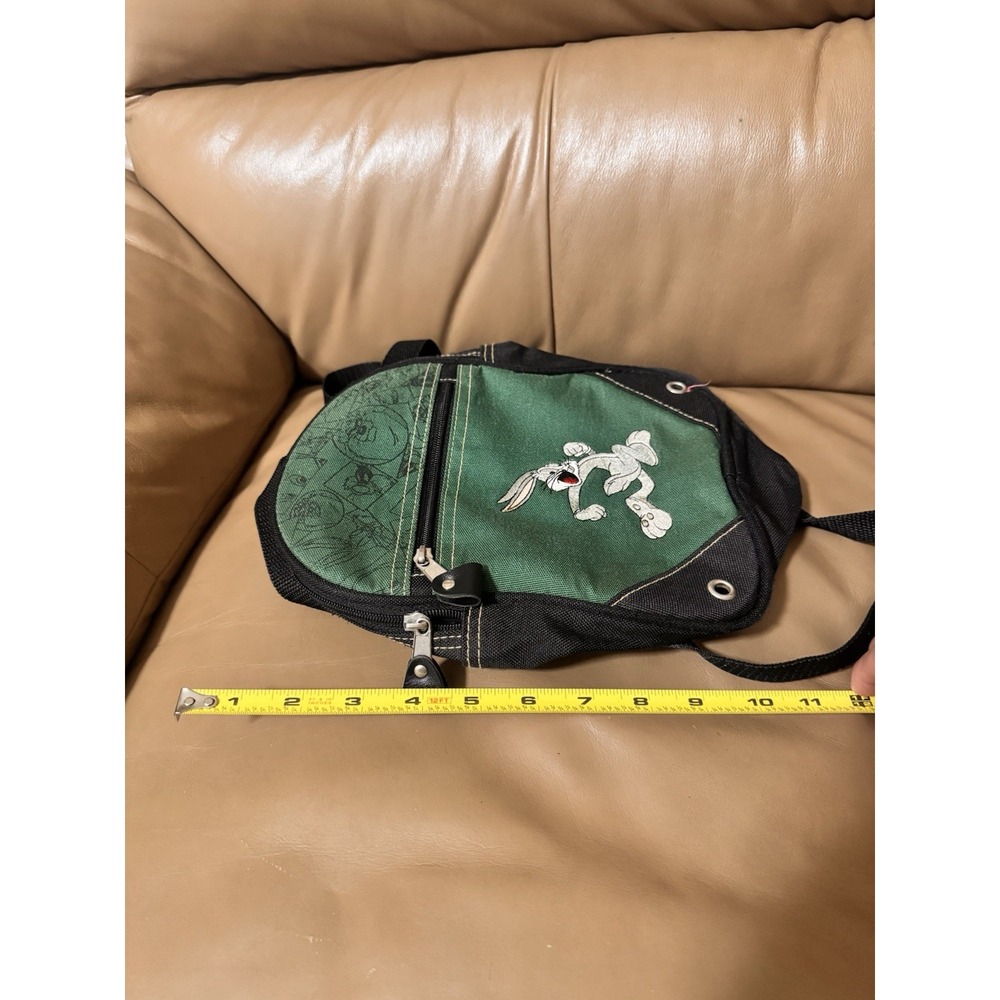 Vintage Looney Tunes Bugs Bunny Embroidered Green Backpack Purse Mini 1997 Black - Picture 13 of 15